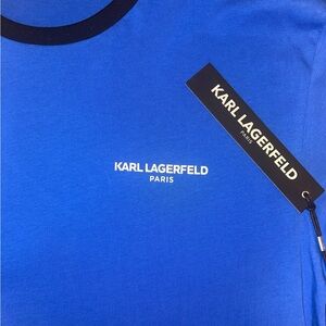 Karl Lagerfeld Royal Blue T-Shirt with Black Trim